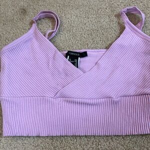 Forever 21 Lavender Ribbed V-Neck Crop Top